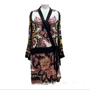 Etro Italian Luxury Colorful Paisley Wrap Kimono Dress